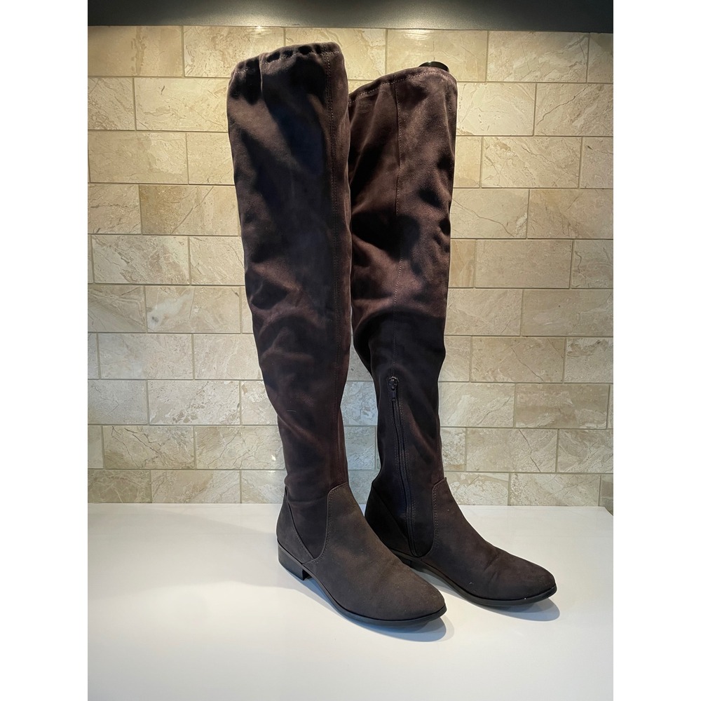 Aldo Elinna Faux Suede Over The Knee Tall Boots Womens 8.5 Charcoal Gray